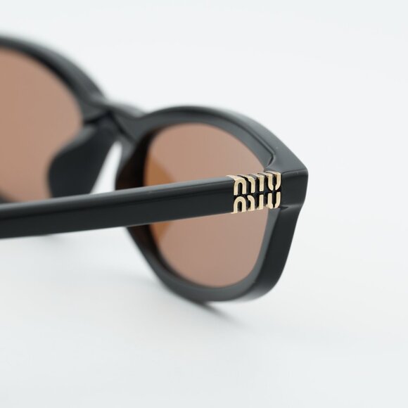 Miu Miu MUA06S 16K10I Sunglasses Black Rectangle Frame, Brown Lenses main image 12